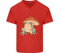 Una Rana Sotto Un Ombrello Di Funghetto Toad Uomo T-Shirt In Cotone A V