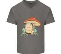 Una Rana Sotto Un Ombrello Di Funghetto Toad Uomo T-Shirt In Cotone A V