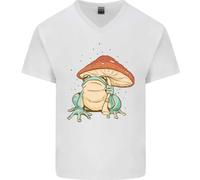 Una Rana Sotto Un Ombrello Di Funghetto Toad Uomo T-Shirt In Cotone A V