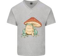 Una Rana Sotto Un Ombrello Di Funghetto Toad Uomo T-Shirt In Cotone A V