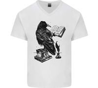 Una Raven Che Legge Un Libro Letteratura Maglietta In Cotone A V Per Uomo