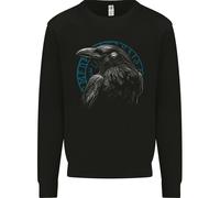 Una Raven In Simboli Vikinghi Testo Valhalla Felpa Per Bambini