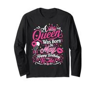 Una Regina è Nata a Maggio Buon Compleanno a Me Maglia a Manica