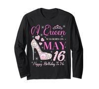 Una regina è nata il 16 maggio Buon compleanno a me Party Cute Maglia a Manica
