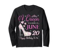 Una Regina è Nata Il 20 Giugno Buon Compleanno a Me Party Cute Maglia a Manica