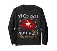 Una Regina è Nata Il 25 aprile 25 aprile Regina Compleanno Maglia a Manica