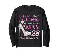 Una Regina è Nata Il 28 Maggio Buon Compleanno a Me Party Cute Maglia a Manica