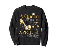 Una Regina è Nata Il 4 aprile Buon Compleanno a Me Queen B-Day Felpa