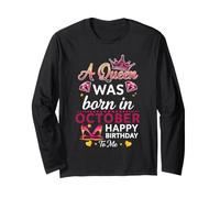Una Regina è Nata in Ottobre Vestito di Compleanno Maglia a Manica