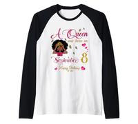 Una Regina è Nata l'8 Settembre Buon Compleanno a Me Maglia con Maniche Raglan