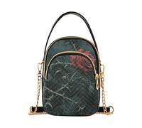 Una rosa rossa in fiore con spine avvolte intorno ad esso borse a tracolla alla moda per le donne alla moda con multi tasche borsa a mano per le donne per le signore