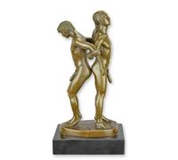 Una scultura in bronzo raffigurante due uomini nudi replica design retrò decoraz