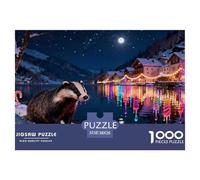 Una serata invernale ad Hallstatt, Austria Puzzle in Legno Impermeabile Puzzles Da 1000 Pezzi Regali Per Adulti Sfidanti E Rompicapo Giochi Di Impegnativi