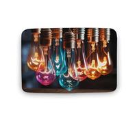 Una serie di lampadine colorate tappetino antiscivolo assorbente tappetino da bagno, resistente allo sporco, tappeto per ingresso cucina, resistente, lavabile, per la decorazione della casa, 50 x 80