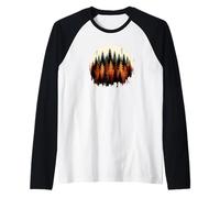 Una silhouette di foresta sempreverde atmosfera naturale pacifica Maglia con Maniche Raglan