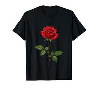 Una Singola Rosa Rossa con Rugiada mattutina Vettore Design Maglietta