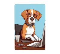 Una Specie Di Cucciolo Che Lavora Sodo Cartello Decorativo Divertente Poster Metal Vintage Cartelli Metallo Per Bagno Murale Soggiorno