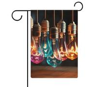 Una stringa di lampadine colorate bandiera da giardino su entrambi i lati 30,5 x 45,7 cm, bandiera verticale in lino, bandiere per la casa durevoli per feste decorative all'aperto