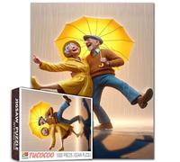 Una vecchia coppia che balla sotto la pioggia puzzle 1000 pezzi per adulti vibrante nonno e nonna giallo ombrello puzzle intellettuale decompressione divertente gioco di famiglia giocattoli antistress