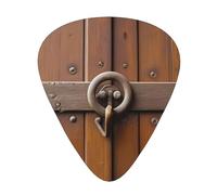 Una vecchia porta in legno plettri per chitarra di dimensioni sottili, medie e spesse, set da 12 pezzi, adatto per chitarra elettrica e vari strumenti