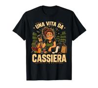Una Vita da Cassiera Grafica Divertente per Addette Cassa Maglietta
