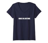 Una Volta nella Vita Maglietta con Collo a V, Donna, Navy, M