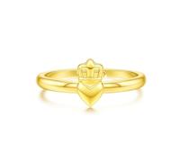 UNALOE SEDUCENTI EMOZIONI Anello Cuore e Corona in Argento 925 e Placcato Oro 18KT Gioiello Regolabile da Donna (Gold)