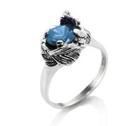 UNALOE SEDUCENTI EMOZIONI Anello da Donna Coleus con Pietra Preziosa e Foglie Anello di lusso - Gioiello da donna, Anelli in Argento 925 regalo donna (Blu, 12)
