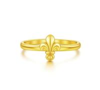 UNALOE SEDUCENTI EMOZIONI Anello Donna Giglio Fleur de Lis, Argento 925 e Placcato Oro 18KT, Design Elegante Minimal (Gold)