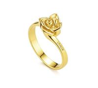 UNALOE SEDUCENTI EMOZIONI Anello Donna Gioia, Anello in Argento sterling 925, Anello Solitario con rosa, Anello Oro,Gioielli donna,regalo mamma ragazza (Gold 24)