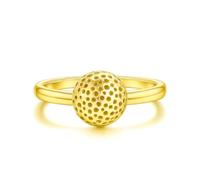 UNALOE SEDUCENTI EMOZIONI Anello Donna in Argento 925 Regolabile con Sfera Traforata, Design Elegante Minimal, Gioiello Donna Moderno, Idea Regalo (Gold)