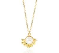 UNALOE SEDUCENTI EMOZIONI Collana Donna Argento 925 e Oro 18KT Placcato con Conchiglia e Perla, Ciondolo Design Marino Elegante, Collana Regolabile Gioiello Donna (Gold)