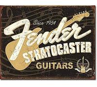 UNBARD Targa in metallo retrò con scritta "Fender Anniversary Guitar Distressed