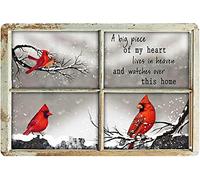UNBARD Targa in metallo vintage Cardinal Bird3 Out Side The Window A Big Piece of My Heart Lives in Heaven and Watches Over This Home Decoration Sign 20,3 x 30,5 cm