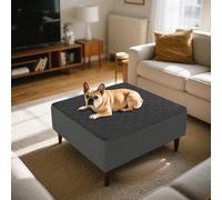 UNBBRRL Coperta Impermeabile Per Pouf, Copridivano Per Poggiapiedi, Protezione Antiscivolo Per Cani, Barriera Contro L'urina, Antigraffio Per Gatti (Dark Grey,Rectangle L)
