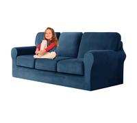 UNBBRRL Copridivano Ektorp Copri Divano in Velluto, Rivestimento Individuale del Cuscino E dello Schienale Salvadivano Lavabile Mobili Protector (Blu,3 posti 7 pz)