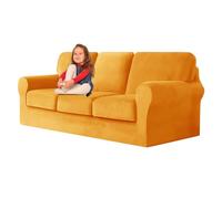 UNBBRRL Copridivano Ektorp Copri Divano in Velluto, Rivestimento Individuale del Cuscino E dello Schienale Salvadivano Lavabile Mobili Protector (Oro,Grande 3 posti 7 pz)