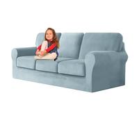 UNBBRRL Copridivano Ektorp Copri Divano in Velluto, Rivestimento Individuale del Cuscino E dello Schienale Salvadivano Lavabile Mobili Protector (Azzurro,Grande 4 posti 7 pz)