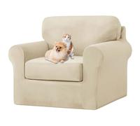 UNBBRRL Copridivano Ektorp Copri Divano in Velluto, Rivestimento Individuale del Cuscino E dello Schienale Salvadivano Lavabile Mobili Protector (Beige,1 Posto 3 Pezzi)