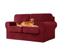 UNBBRRL Copridivano Ektorp Copri Divano in Velluto, Rivestimento Individuale del Cuscino E dello Schienale Salvadivano Lavabile Mobili Protector (Borgogna,Grande 3 posti 5 pz)
