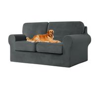 UNBBRRL Copridivano Ektorp Copri Divano in Velluto, Rivestimento Individuale del Cuscino E dello Schienale Salvadivano Lavabile Mobili Protector (Grigio Scuro,Grande 3 posti 5 pz)