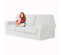 UNBBRRL Copridivano Ektorp Copri Divano in Velluto, Rivestimento Individuale del Cuscino E dello Schienale Salvadivano Lavabile Mobili Protector (Bianco,3 posti 7 pz)