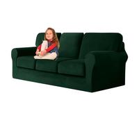 UNBBRRL Copridivano Ektorp Copri Divano in Velluto, Rivestimento Individuale del Cuscino E dello Schienale Salvadivano Lavabile Mobili Protector (Verde Scuro,3 posti 7 pz)