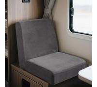 UNBBRRL Elasticizzati Copridivano Camper Velluto, Copri Dinette Camper Set (2pcs), RV Panca/auto/caravan/cuscino Divano Copertura Con 4 Cinghie (grigio medio,Piazza-M)