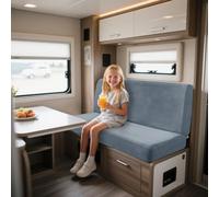 UNBBRRL Elasticizzati Copridivano Camper Velluto, Copri Dinette Camper Set (2pcs), RV Panca/auto/caravan/cuscino Divano Copertura Con 4 Cinghie (blu chiaro,Rettangolo-M)