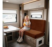 UNBBRRL Elasticizzati Copridivano Camper Velluto, Copri Dinette Camper Set (2pcs), RV Panca/auto/caravan/cuscino Divano Copertura Con 4 Cinghie (sunset café,Rettangolo-M)