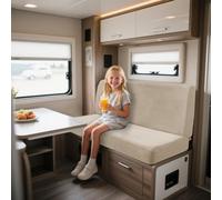 UNBBRRL Elasticizzati Copridivano Camper Velluto, Copri Dinette Camper Set (2pcs), RV Panca/auto/caravan/cuscino Divano Copertura Con 4 Cinghie (beige,Rettangolo-S)