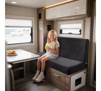 UNBBRRL Elasticizzati Copridivano Camper Velluto, Copri Dinette Camper Set (2pcs), RV Panca/auto/caravan/cuscino Divano Copertura Con 4 Cinghie (grigio scuro,Rettangolo-L)