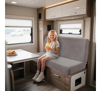 UNBBRRL Elasticizzati Copridivano Camper Velluto, Copri Dinette Camper Set (2pcs), RV Panca/auto/caravan/cuscino Divano Copertura Con 4 Cinghie (grigio chiaro,Rettangolo-M)