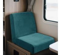 UNBBRRL Elasticizzati Copridivano Camper Velluto, Copri Dinette Camper Set (2pcs), RV Panca/auto/caravan/cuscino Divano Copertura Con 4 Cinghie (turchese,Piazza-S)